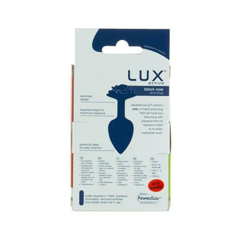 Lux Active Rose Metal Butt Plug 3.5 In. Black