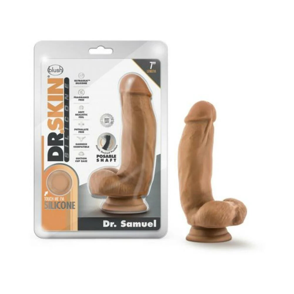 Dr. Skin Dr. Samuel Dildo With Suction Cup Silicone 7 In. Mocha