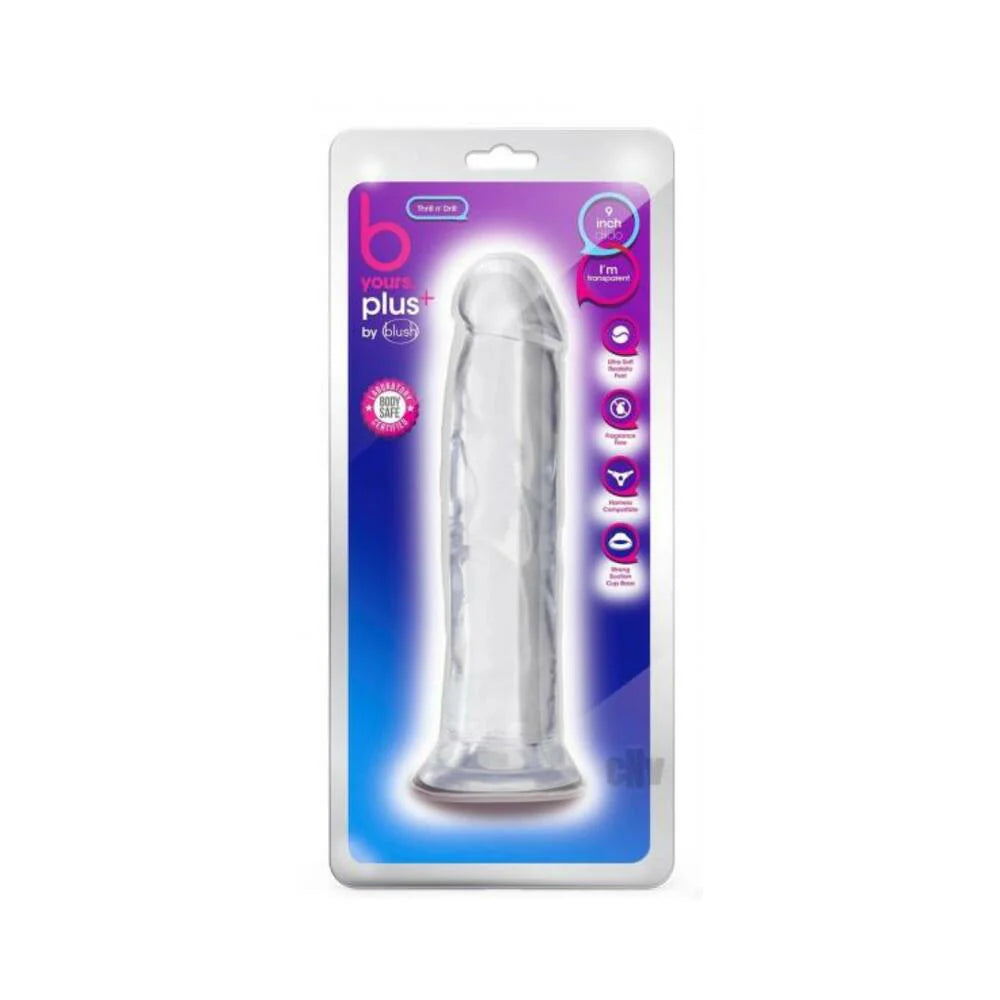 B Yours Plus Thrill 'n' Drill Dildo Clear