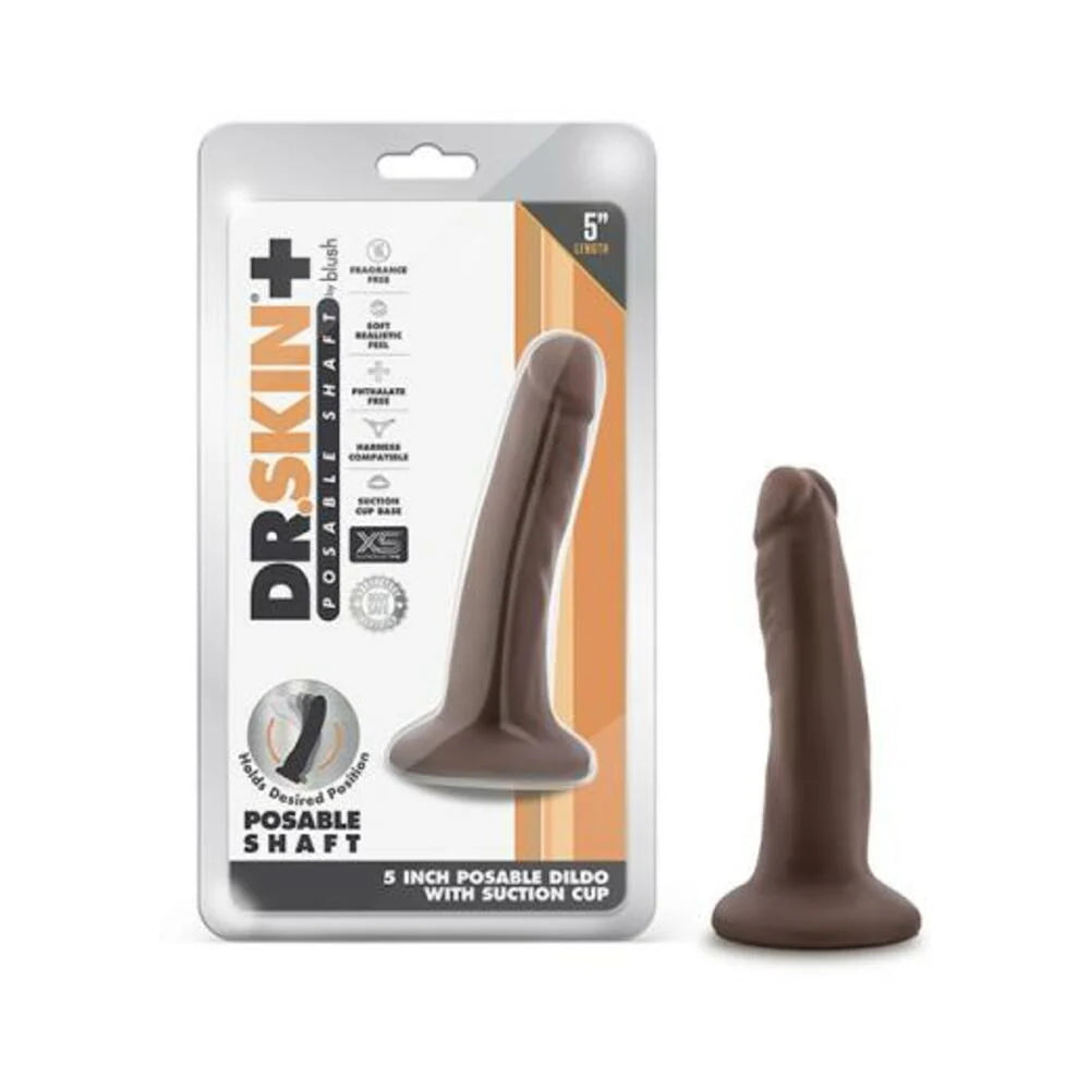 Dr. Skin Plus Posable Dildo 5 In. Chocolate
