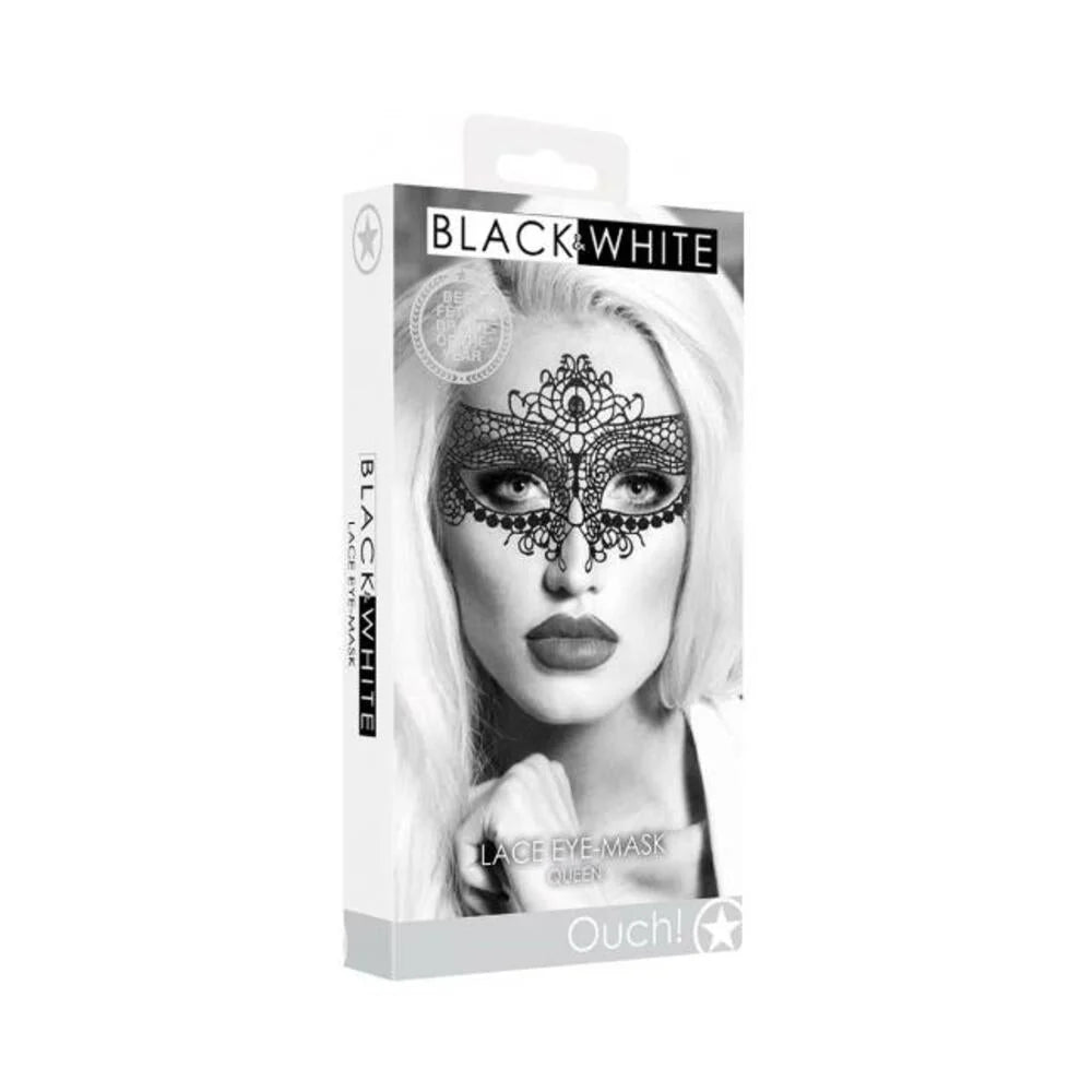 Ouch! Black & White Lace Eye Mask Queen Black