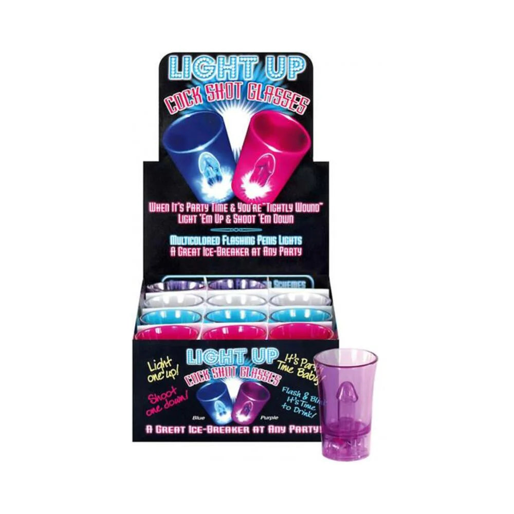 Light Up Cock Shot Glasses 12 Piece Display