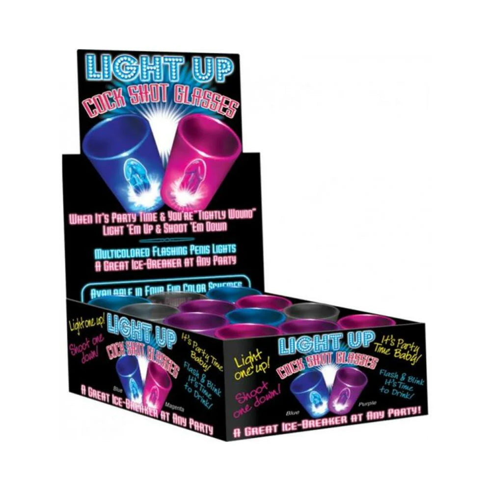 Light Up Cock Shot Glasses 12 Piece Display