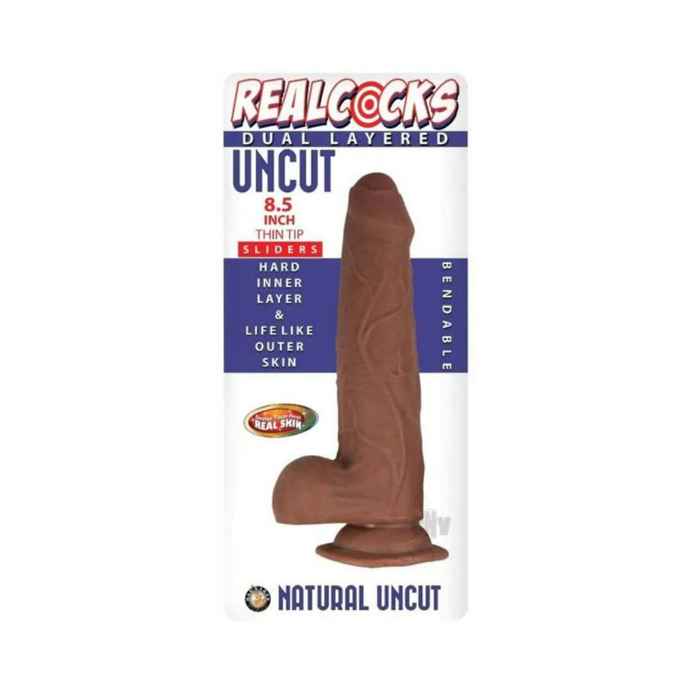 Realcocks Dual Layered Uncut Slider Thin Tip 8.5 In. Brown