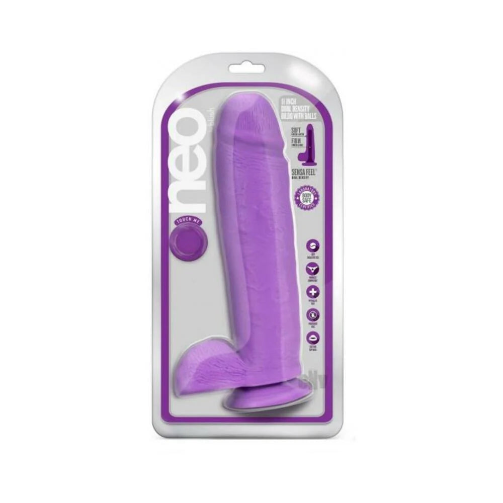 Neo Dual Density Dildo 11` Neon Purple