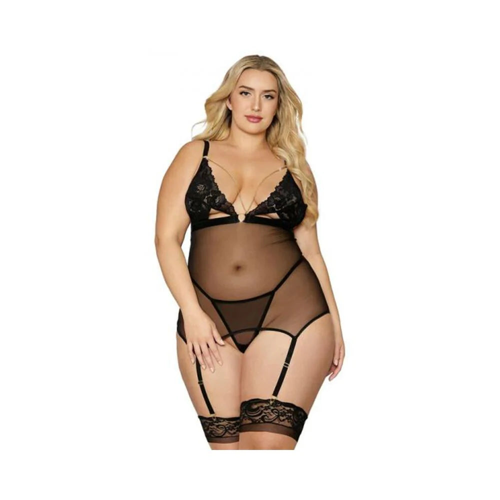 Dreamgirl Garter Slip With G-string Black Osq