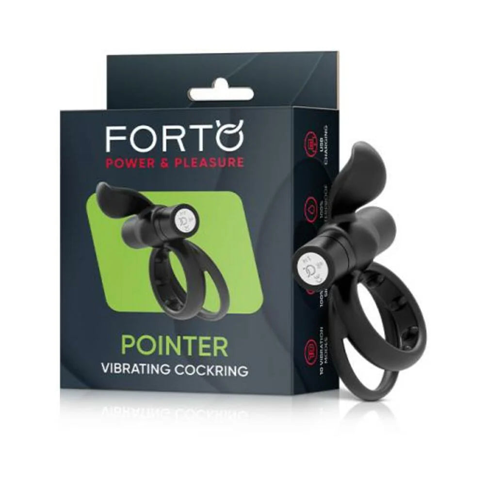 Forto Pointer Vibrating Cockring Black