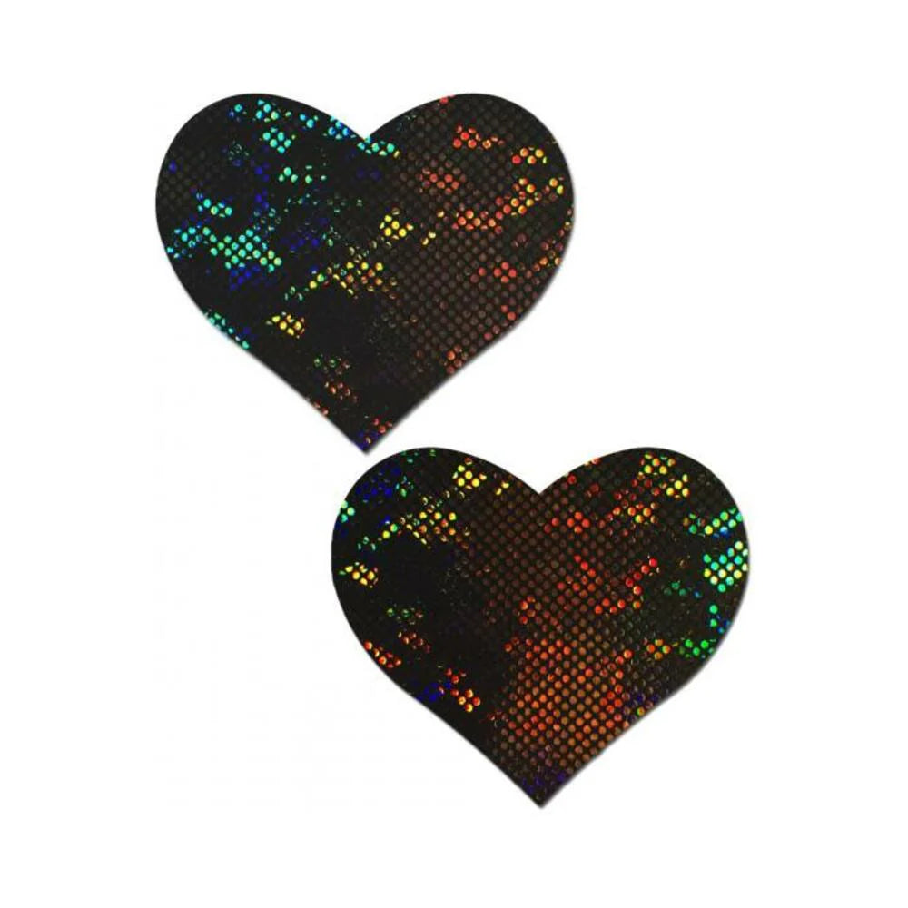 Pastease Love Shattered Glass Disco Ball Black Heart Nipple Pasties