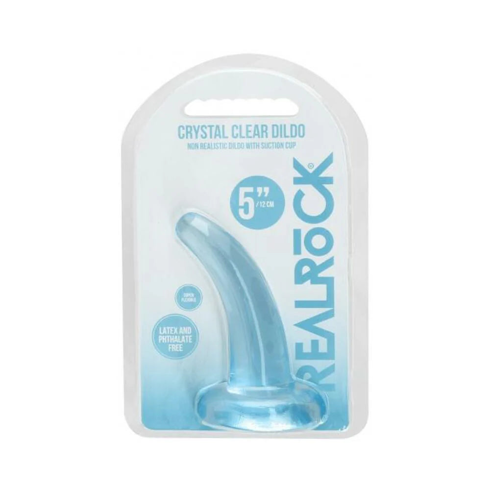 Realrock Crystal Clear Non-realistic Dildo With Suction Cup 4.5 In. Blue