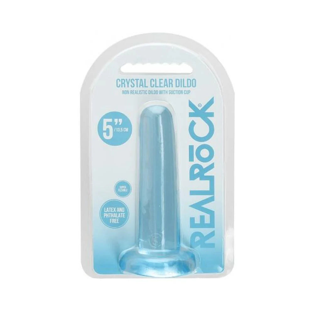 Realrock Crystal Clear Non-realistic Dildo With Suction Cup 5.3 In. Blue