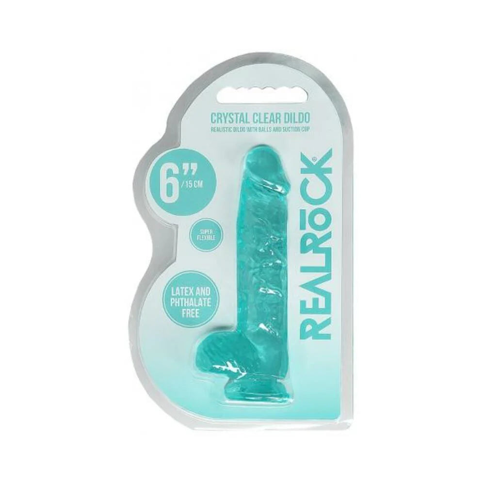 Realrock 6in Realistic Dildo W/ Balls Turquoise