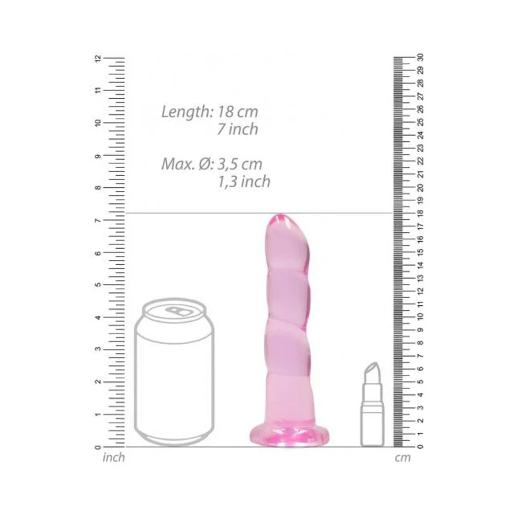 Shots Realrock Crystal Clear Non Realistic 7" Dildo - Pink