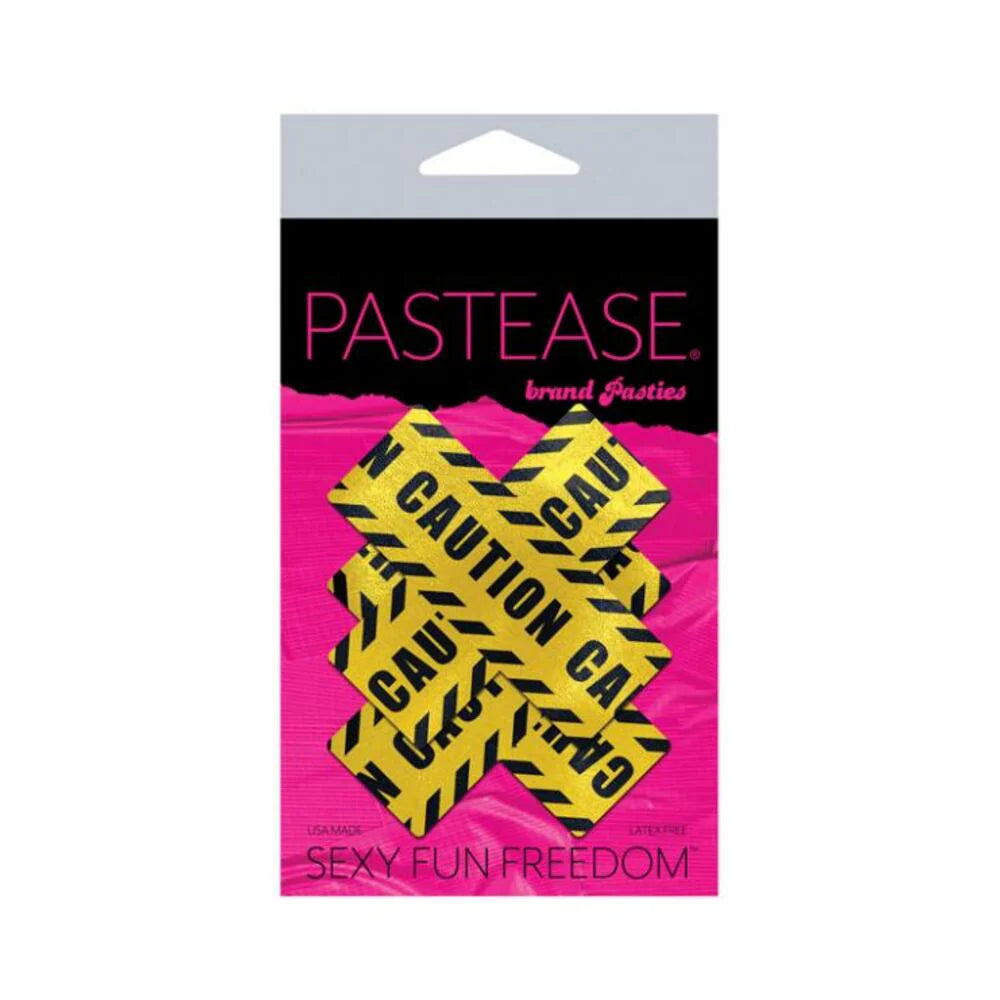 Pastease Caution Cross X Black Yellow Pasties O/S