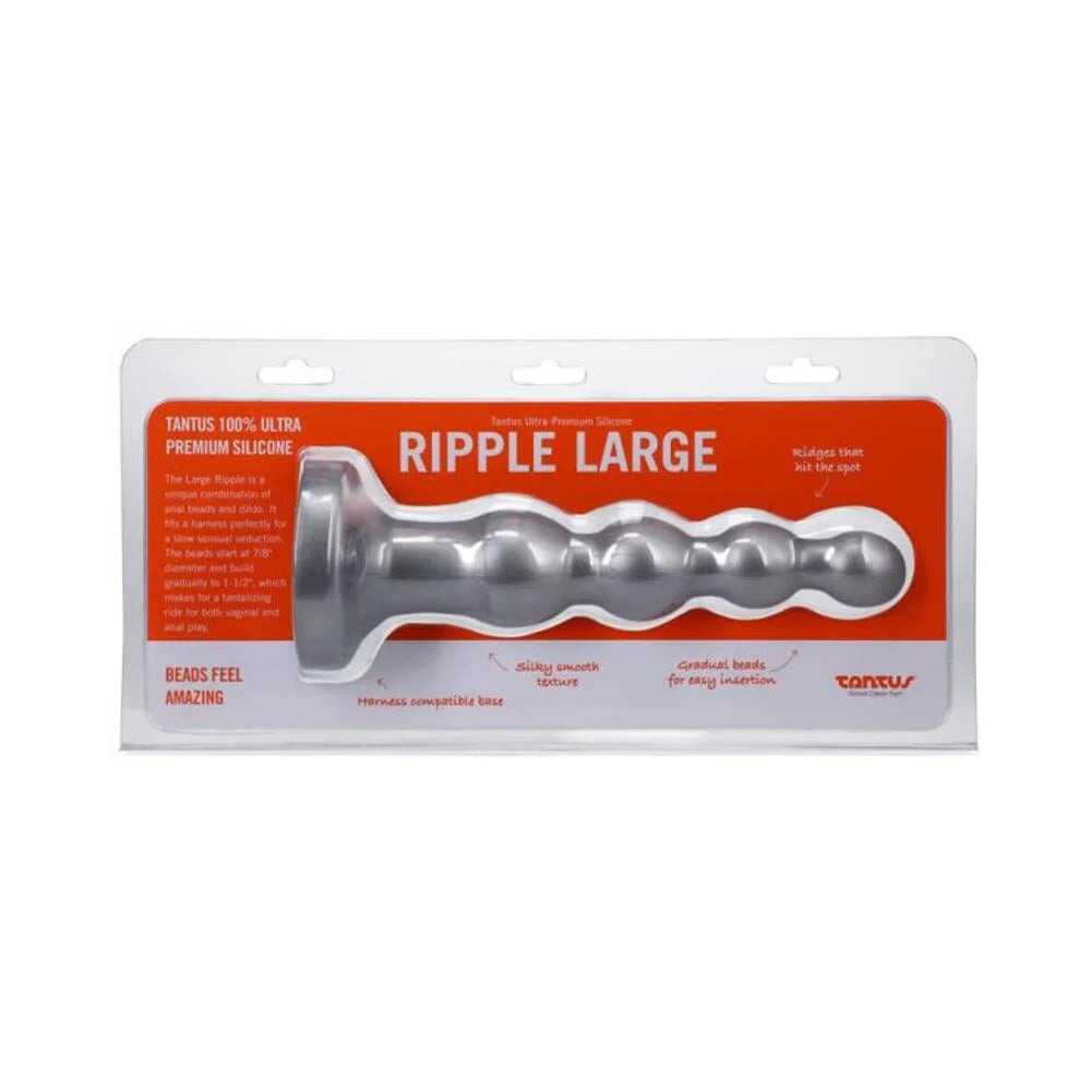 Tantus Ripple Large 8 In. Anal Beads Dildo Medium-firm Silver