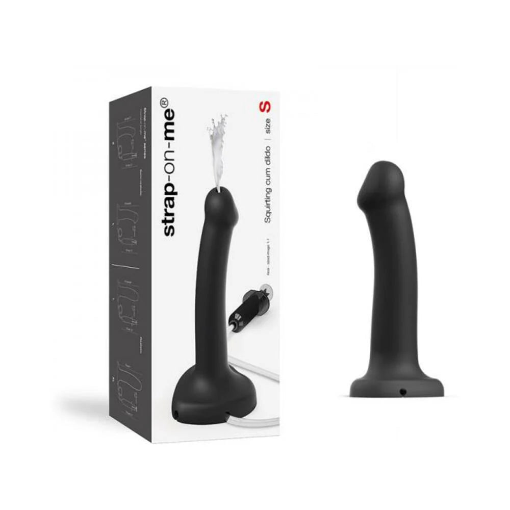 Strap-on-me Squirting Cum Semi-realistic Silicone Dildo Black S (fluid Not Included)