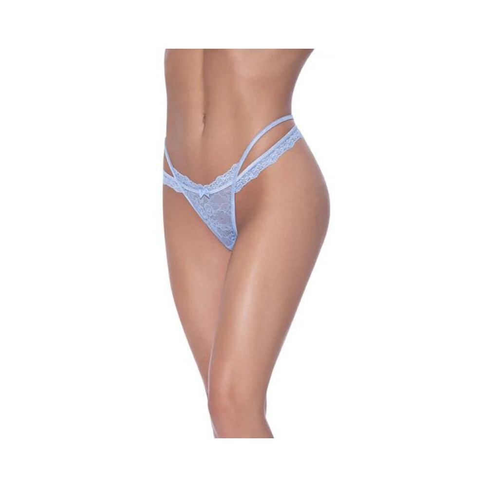 Magic Silk Ooh La Lace Cross Strap Split Crotch Tanga Periwinkle L/xl