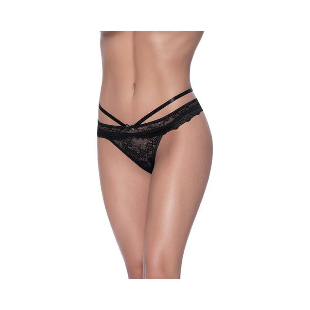Magic Silk Ooh La Lace Peek-a-boo Cheeky Panty Black S/m