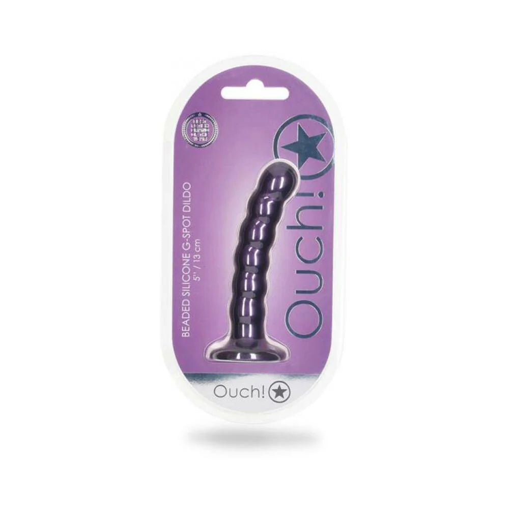 Shots Ouch! Beaded Silicone 5 In. G-spot Dildo Metallic Purple