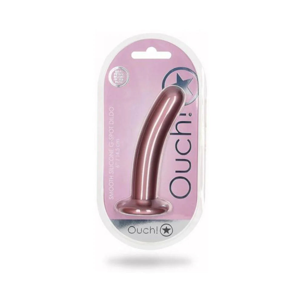 Shots Ouch! Smooth Silicone 6 In. G-spot Dildo Rose Gold