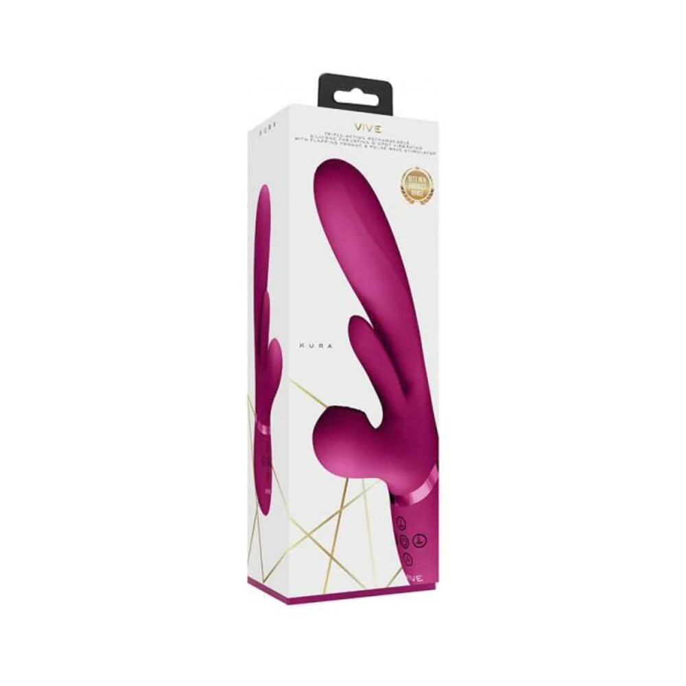 Vive Kura Rechargeable Thrusting Silicone G-spot Vibrator With Flapping Tongue And Pulse Wave Stimul