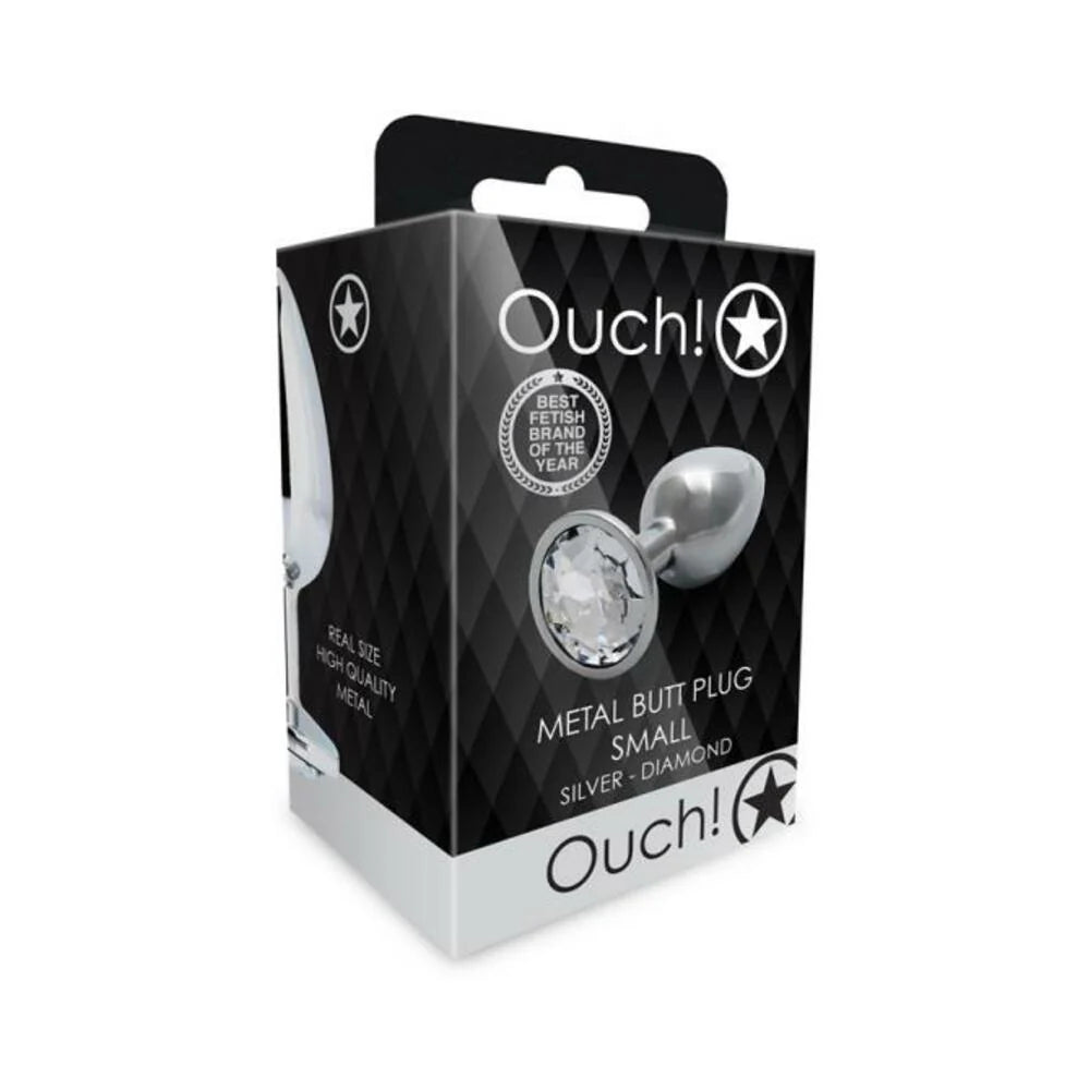 Shots Ouch! Round Gem Butt Plug Small Silver/diamond