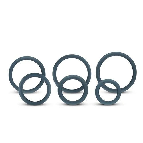 Boners 6 Pc Wide Cock Ring Set - Black