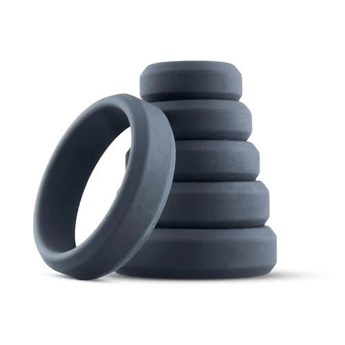 Boners 6 Pc Wide Cock Ring Set - Black