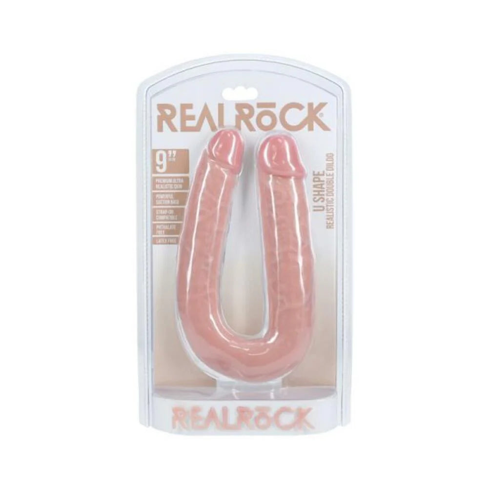 Realrock 9 In. U-shaped Double Dildo Beige