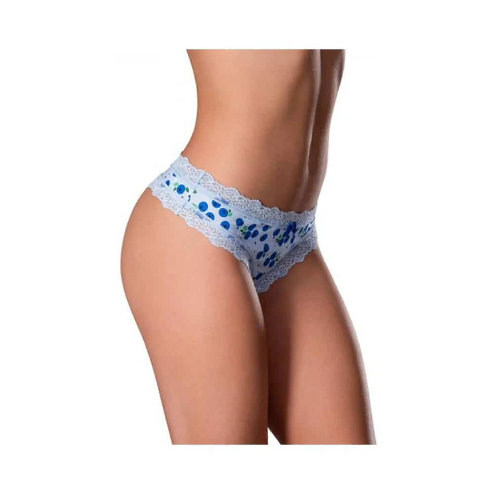 Magic Silk Sweet Treats Crotchless Thong With Lube Blueberry L/xl