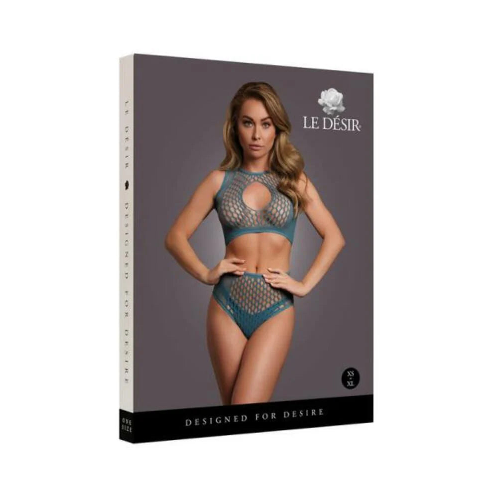 Le Desir Duo Net Key-hole Bra Set Ocean Deep O/s