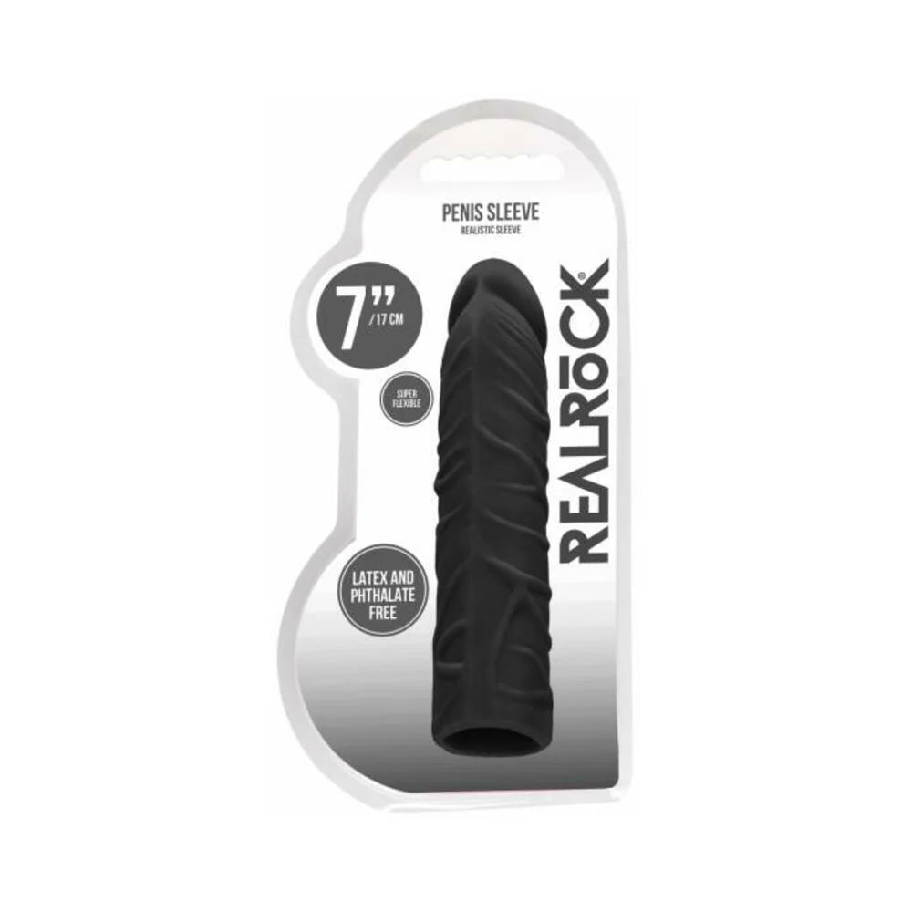 Realrock Skin 7 In. Penis Extender Sleeve Black