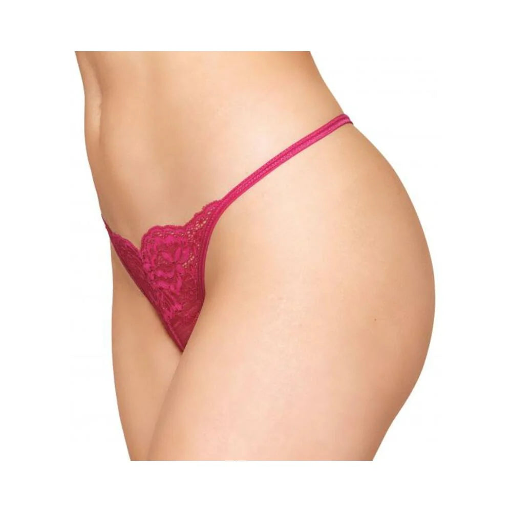 Lace Open Crotch G-string Beet L/xl