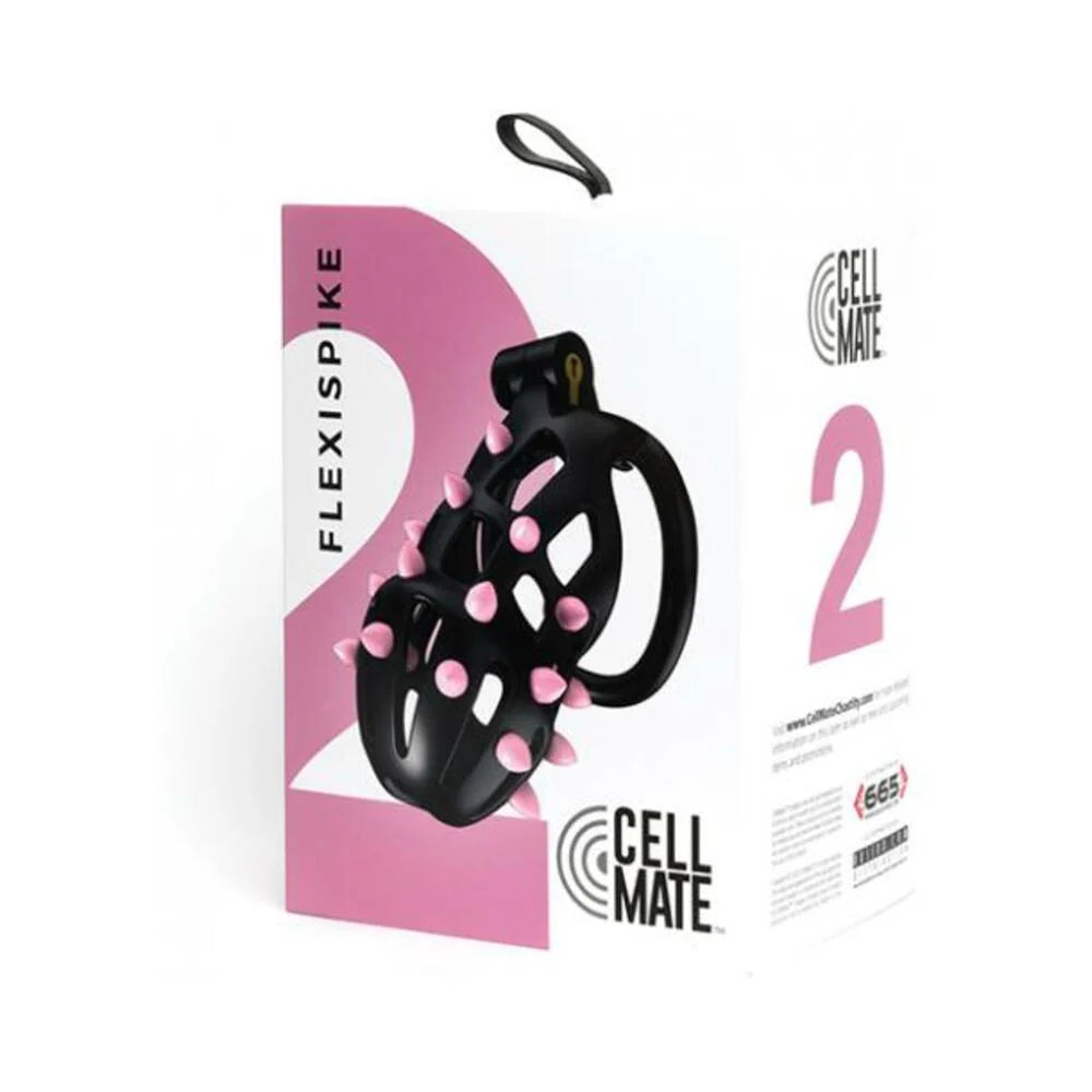 Sport Fucker Cellmate Flexispike Chastity Cage - Size 2 Black/pink