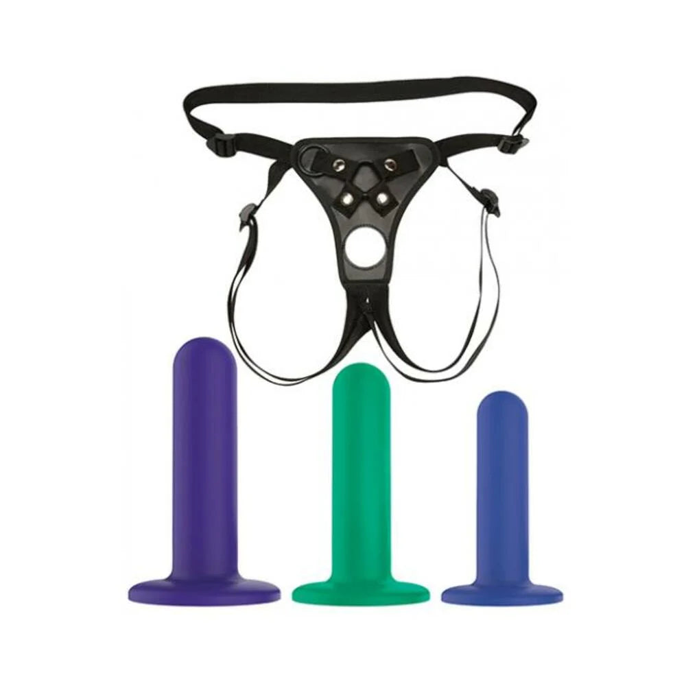 Nobu Tai Silicone Dildo Set W/adjustable Strap On - 3 Piece Kit Assorted Colors