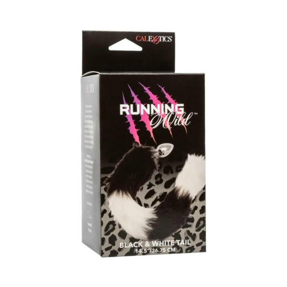 Running Wild Black & White Tail Metallic Anal Probe