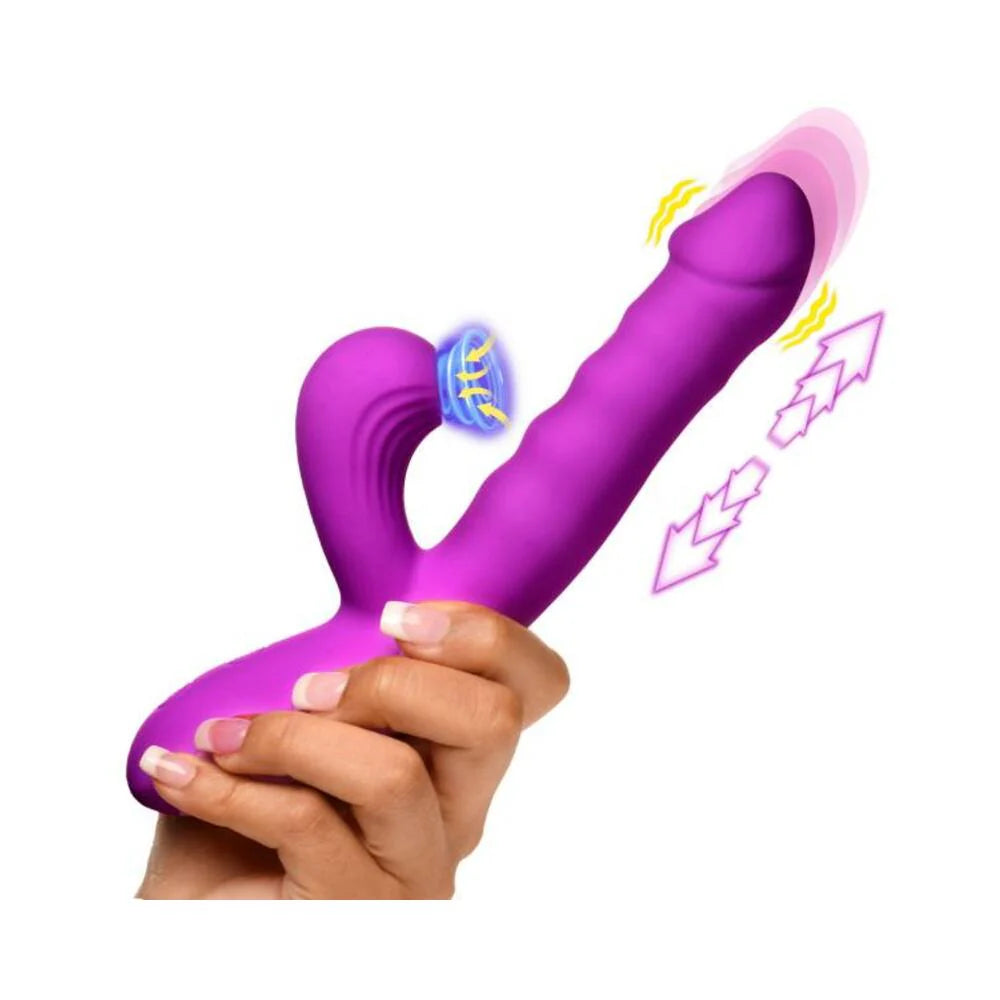 Thrust Wave Thrusting And Sucking Silicone Rabbit Vibrator