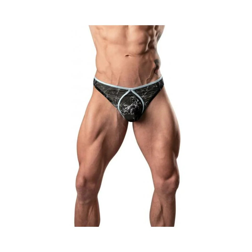 Male Power Marble Mesh Mini Thong Black S/m
