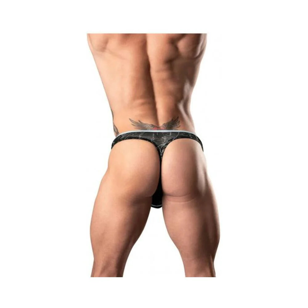 Male Power Marble Mesh Mini Thong Black L/xl
