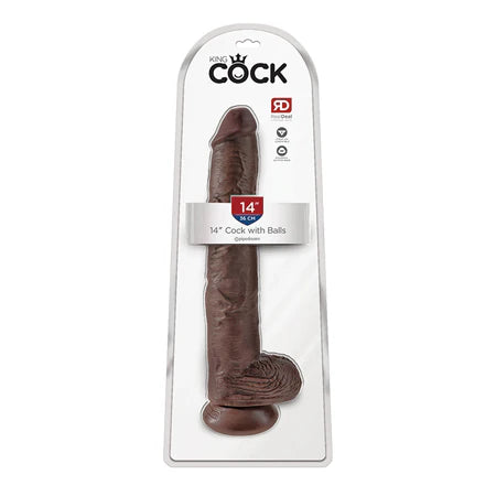 King Cock 14 Cock With Balls - Brown