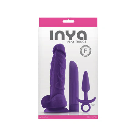 INYA Play Things Set of Plug, Dildo & Vibrator - Purple