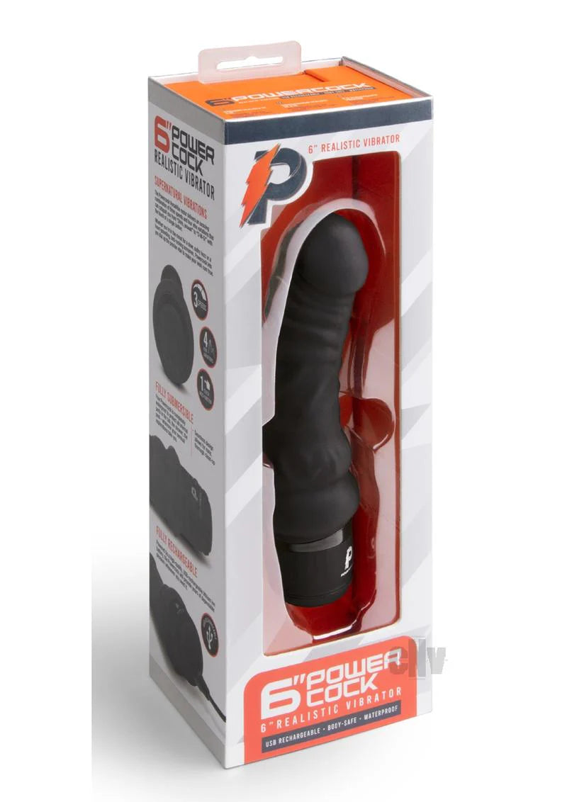 Powercocks 6 Realistic Vibrator - Black