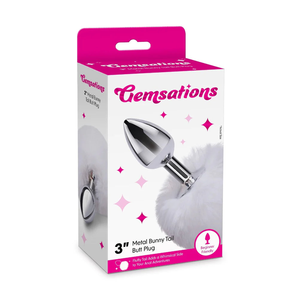 Gemsations 2.95" Metal Bunny Tail Butt Plug Siliver