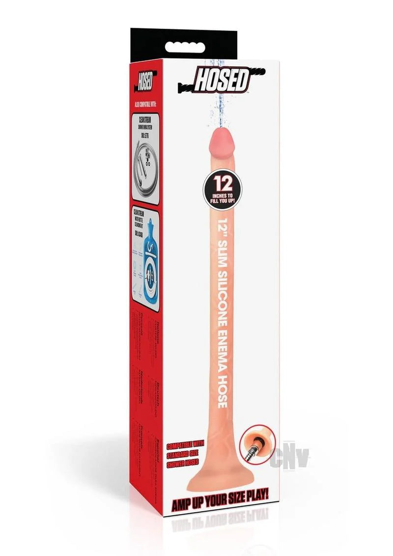 Hosed Slim Silicone Enema Hose 12 Wht