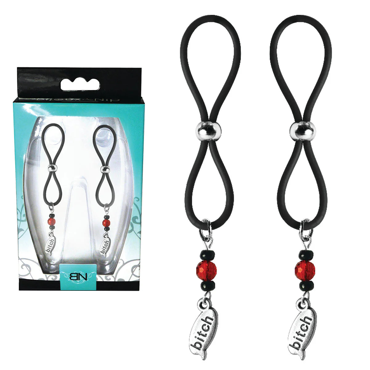 Bijoux de Nip Nipple Halos Bitch Charm - Red/Black