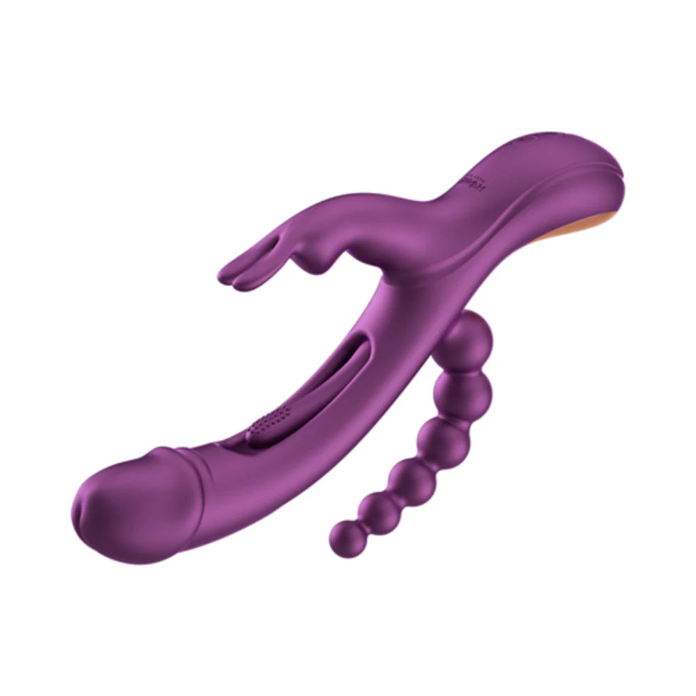 Trilux Kinky Finger Rabbit Vibrator With Anal Beads - Blue