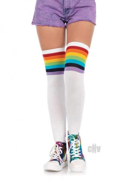 Over The Rainbow Opaque Thigh Highs O/S Multicolor