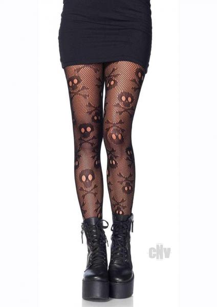 Pirate Booty Skull Net Pantyhose O/S Black