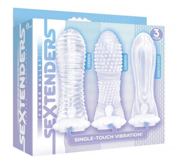 The 9's, Vibrating Sextenders, 3-pack, Nubbed, Contoured, Ribbed