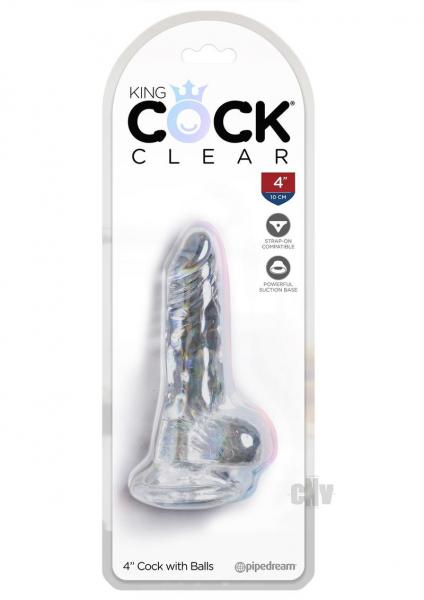 King Cock Clear 4in Cock with Balls