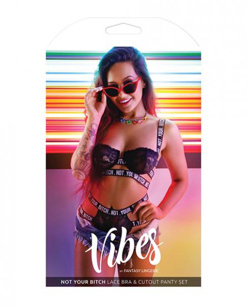 Vibes Not Your Bitch Bra/panty Black L/xl